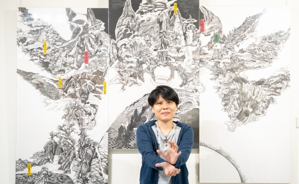 【轉載】葫蘆墩文化中心 從空中俯瞰台灣情 林澄水墨再現傳奇